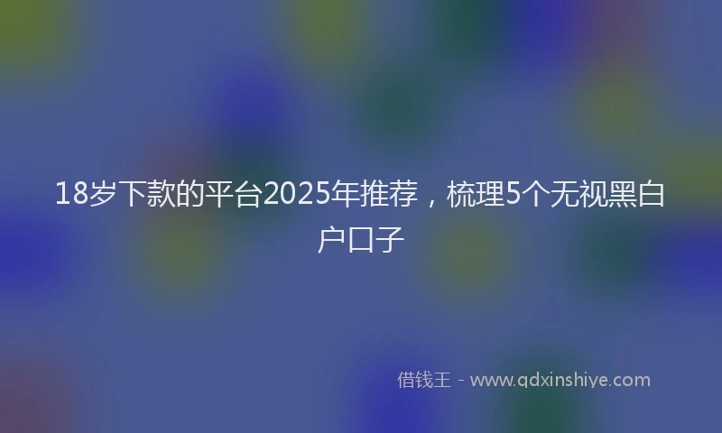 18岁下款的平台2025年推荐，梳理5个无视黑白户口子
