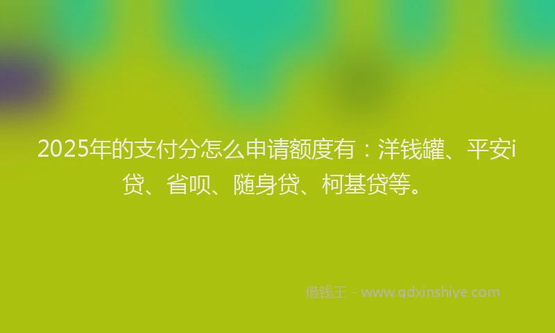 2025年的支付分怎么申请额度有：洋钱罐、平安i贷、省呗、随身贷、柯基贷等。