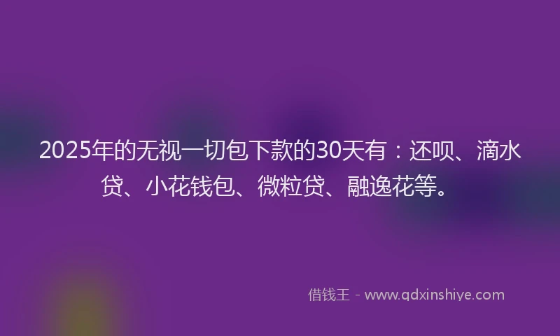 2025年的无视一切包下款的30天有：还呗、滴水贷、小花钱包、微粒贷、融逸花等。