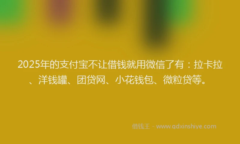 2025年的支付宝不让借钱就用微信了有：拉卡拉、洋钱罐、团贷网、小花钱包、微粒贷等。