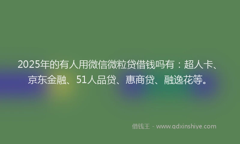 2025年的有人用微信微粒贷借钱吗有：超人卡、京东金融、51人品贷、惠商贷、融逸花等。