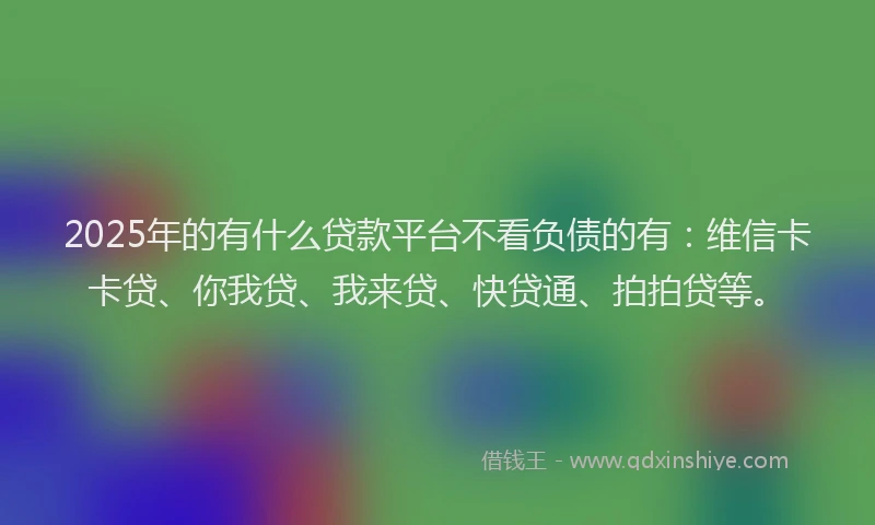 2025年的有什么贷款平台不看负债的有：维信卡卡贷、你我贷、我来贷、快贷通、拍拍贷等。