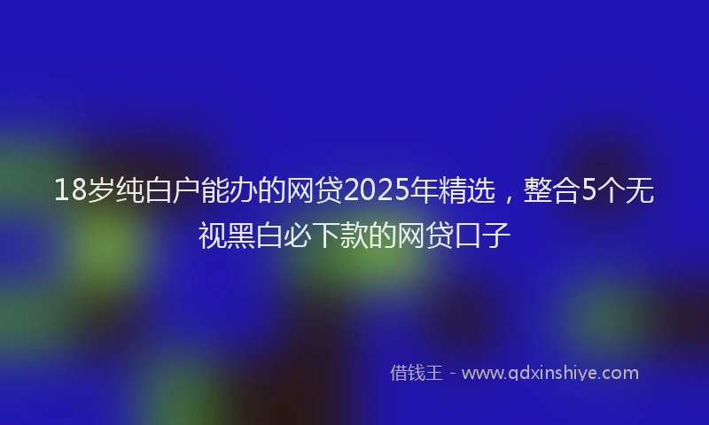 18岁纯白户能办的网贷2025年精选，整合5个无视黑白必下款的网贷口子