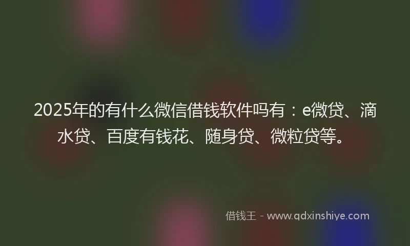 2025年的有什么微信借钱软件吗有：e微贷、滴水贷、百度有钱花、随身贷、微粒贷等。