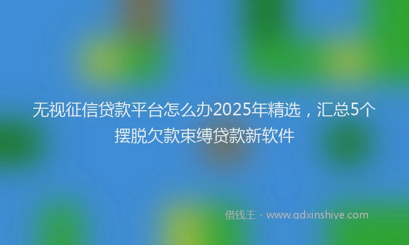 无视征信贷款平台怎么办2025年精选，汇总5个摆脱欠款束缚贷款新软件