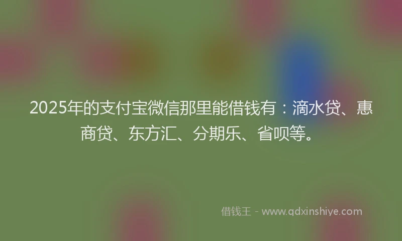 2025年的支付宝微信那里能借钱有：滴水贷、惠商贷、东方汇、分期乐、省呗等。