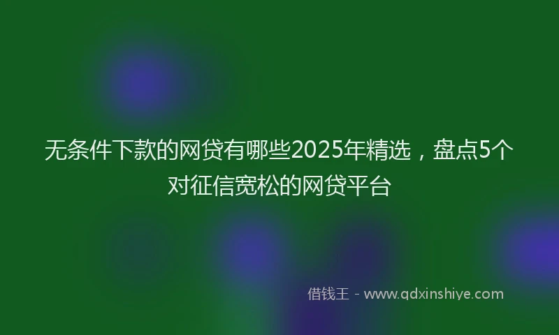 无条件下款的网贷有哪些2025年精选，盘点5个对征信宽松的网贷平台