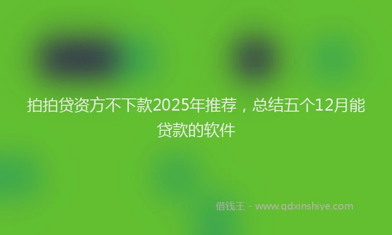 拍拍贷资方不下款2025年推荐，总结五个12月能贷款的软件