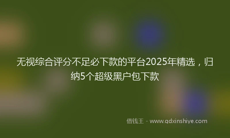 无视综合评分不足必下款的平台2025年精选，归纳5个超级黑户包下款