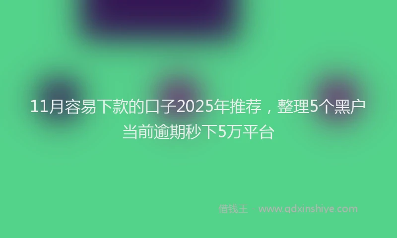 11月容易下款的口子2025年推荐，整理5个黑户当前逾期秒下5万平台