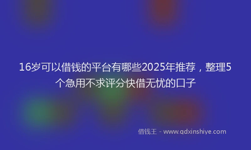 16岁可以借钱的平台有哪些2025年推荐，整理5个急用不求评分快借无忧的口子