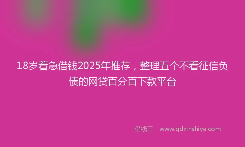 18岁着急借钱2025年推荐，整理五个不看征信负债的网贷百分百下款平台
