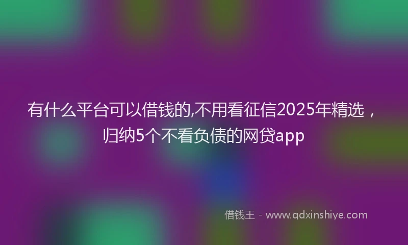 有什么平台可以借钱的,不用看征信2025年精选，归纳5个不看负债的网贷app