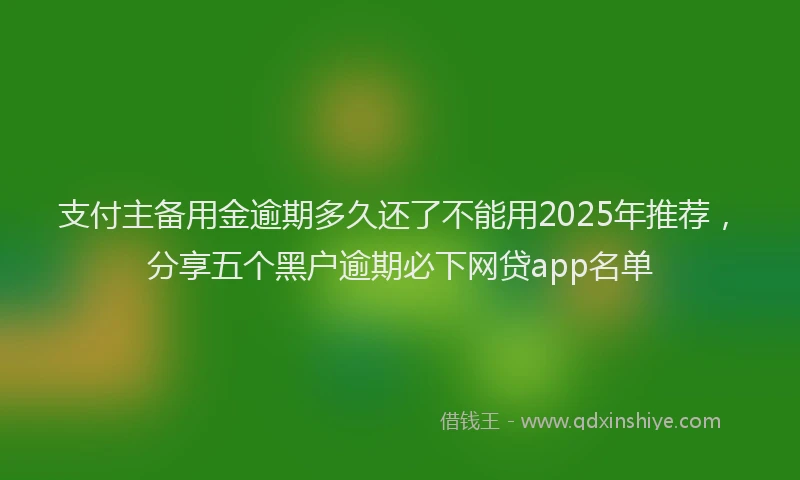 支付主备用金逾期多久还了不能用2025年推荐，分享五个黑户逾期必下网贷app名单
