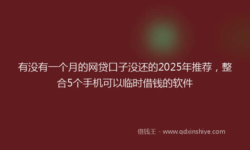 有没有一个月的网贷口子没还的2025年推荐，整合5个手机可以临时借钱的软件