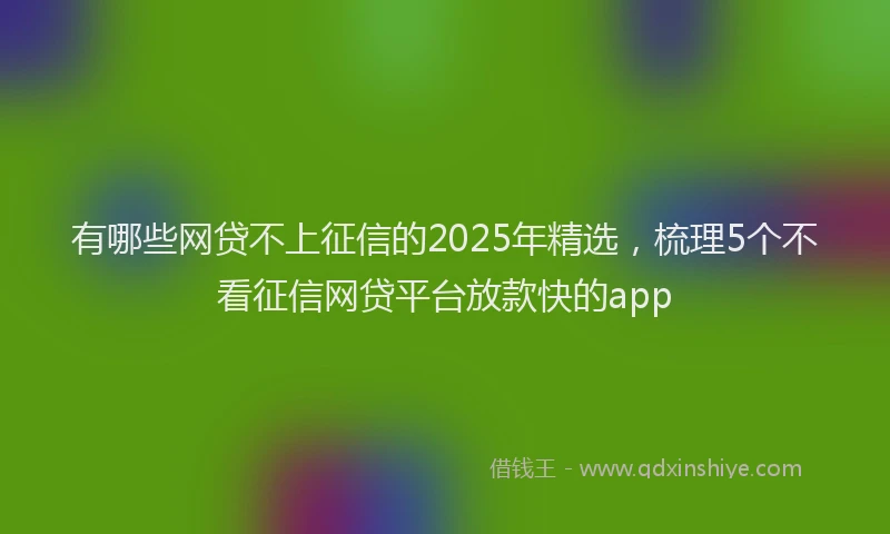 有哪些网贷不上征信的2025年精选，梳理5个不看征信网贷平台放款快的app