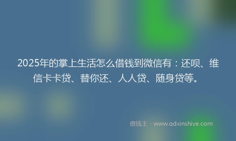 2025年的掌上生活怎么借钱到微信有：还呗、维信卡卡贷、替你还、人人贷、随身贷等。