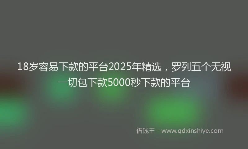 18岁容易下款的平台2025年精选，罗列五个无视一切包下款5000秒下款的平台