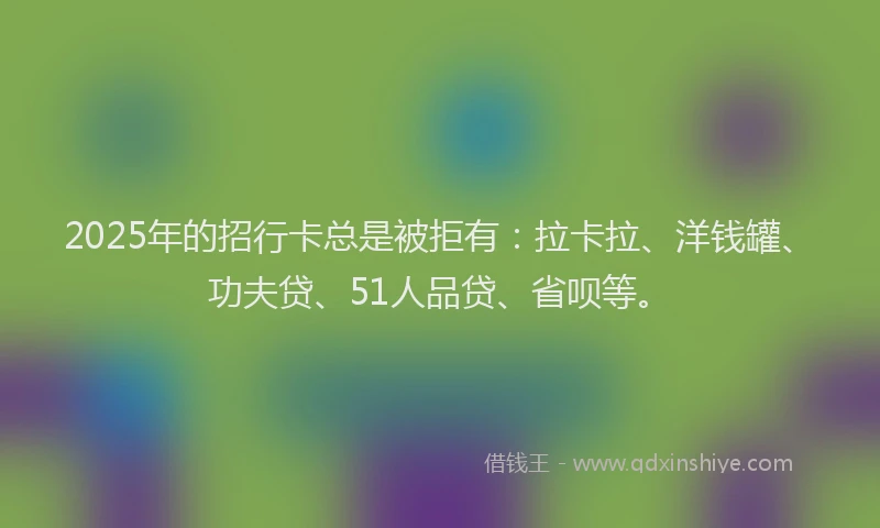 2025年的招行卡总是被拒有：拉卡拉、洋钱罐、功夫贷、51人品贷、省呗等。