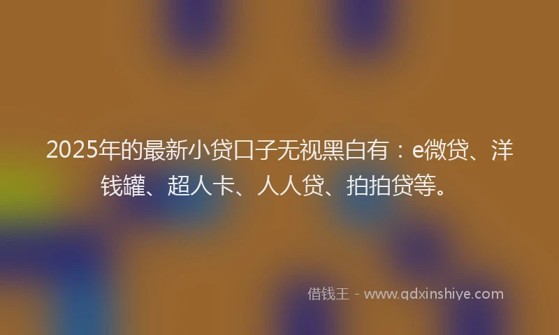 2025年的最新小贷口子无视黑白有：e微贷、洋钱罐、超人卡、人人贷、拍拍贷等。