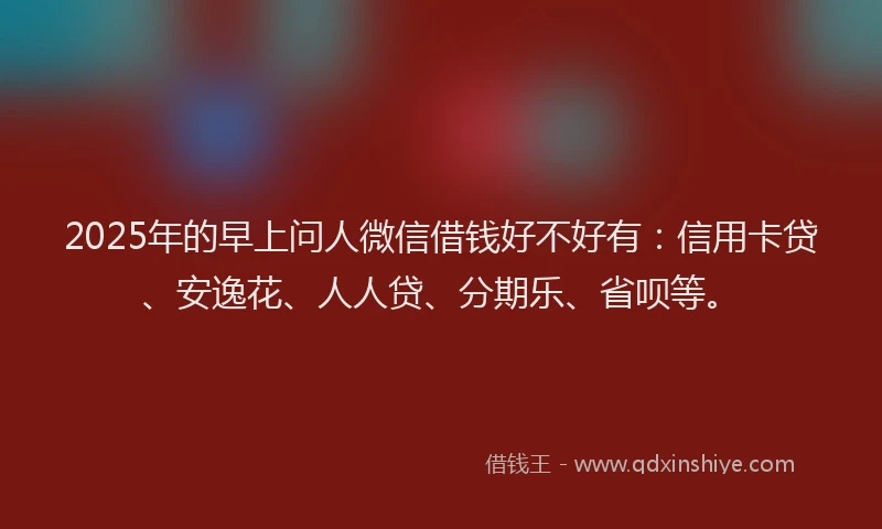 2025年的早上问人微信借钱好不好有：信用卡贷、安逸花、人人贷、分期乐、省呗等。