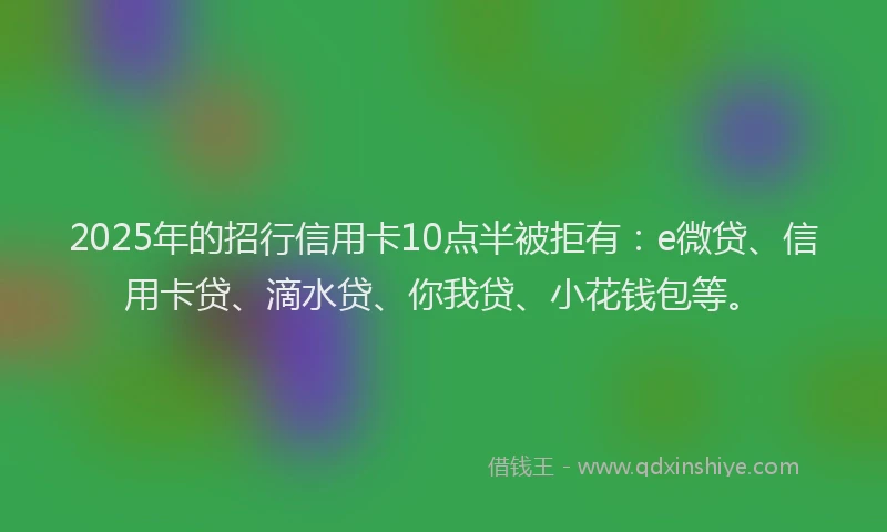 2025年的招行信用卡10点半被拒有：e微贷、信用卡贷、滴水贷、你我贷、小花钱包等。