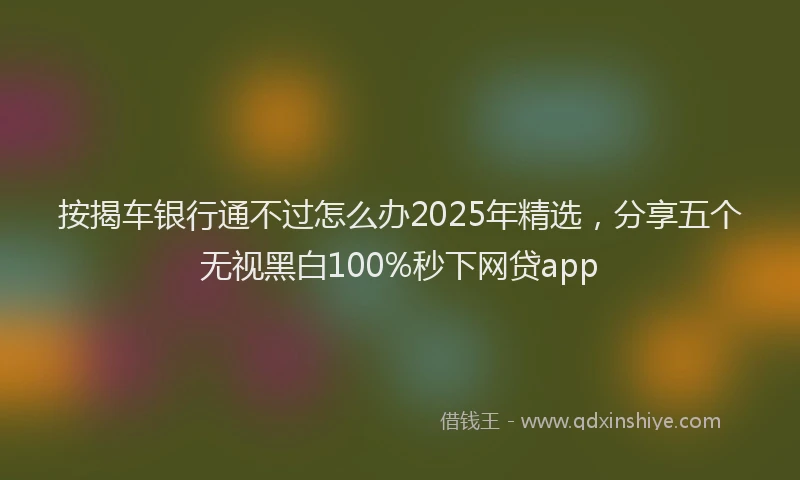按揭车银行通不过怎么办2025年精选，分享五个无视黑白100%秒下网贷app
