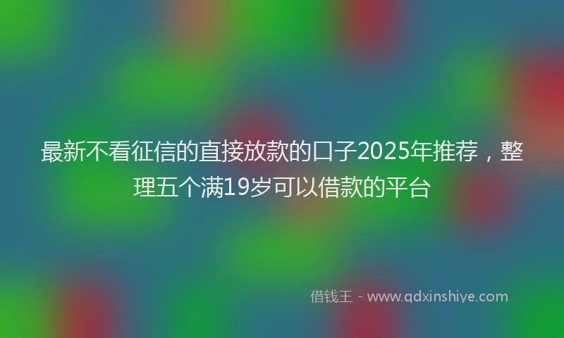 最新不看征信的直接放款的口子2025年推荐，整理五个满19岁可以借款的平台
