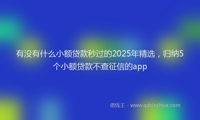 有没有什么小额贷款秒过的2025年精选，归纳5个小额贷款不查征信的app