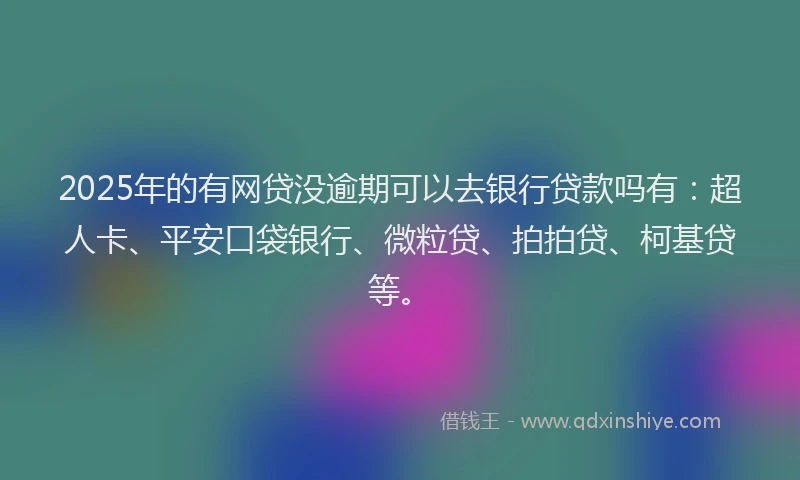 2025年的有网贷没逾期可以去银行贷款吗有：超人卡、平安口袋银行、微粒贷、拍拍贷、柯基贷等。