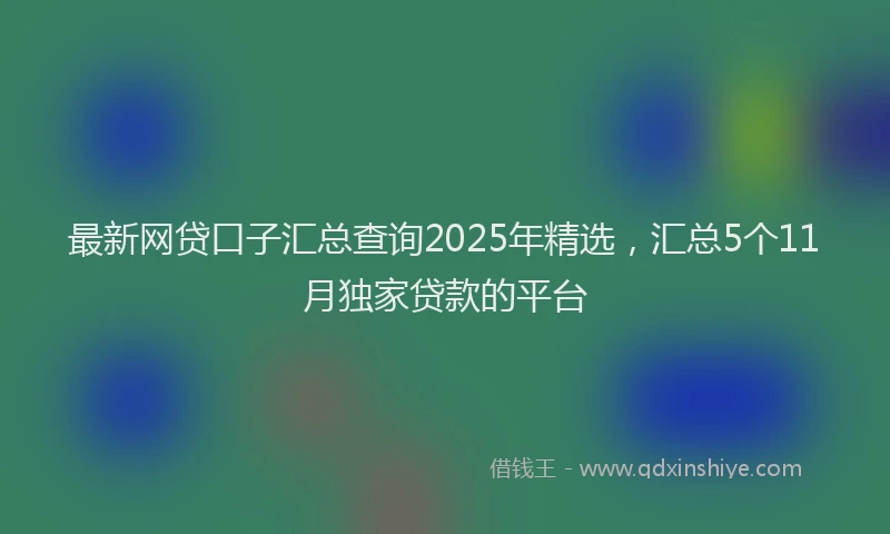 最新网贷口子汇总查询2025年精选，汇总5个11月独家贷款的平台