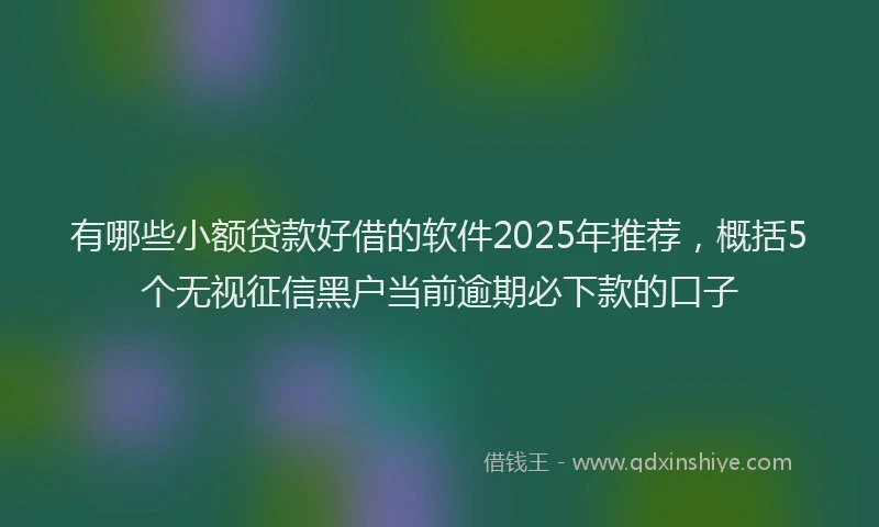 有哪些小额贷款好借的软件2025年推荐，概括5个无视征信黑户当前逾期必下款的口子