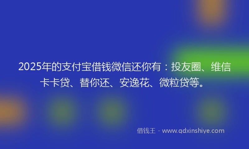 2025年的支付宝借钱微信还你有：投友圈、维信卡卡贷、替你还、安逸花、微粒贷等。