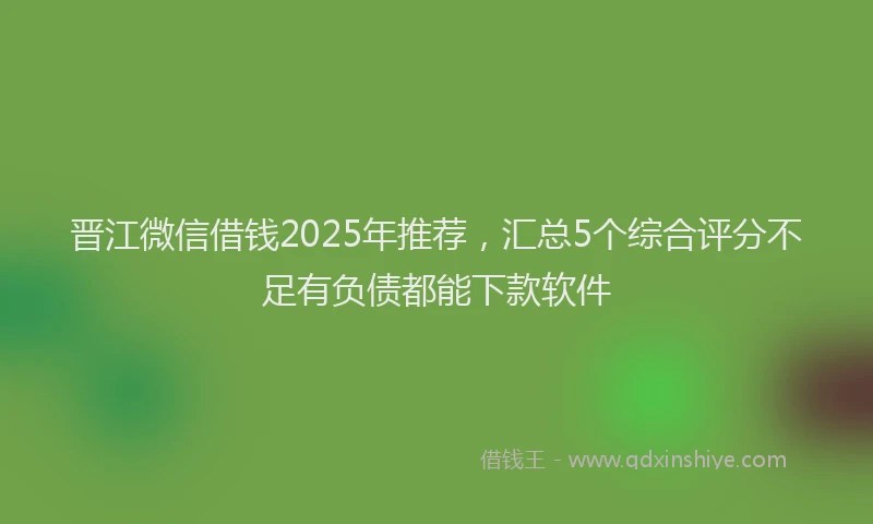 晋江微信借钱2025年推荐，汇总5个综合评分不足有负债都能下款软件