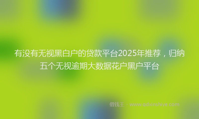 有没有无视黑白户的贷款平台2025年推荐，归纳五个无视逾期大数据花户黑户平台