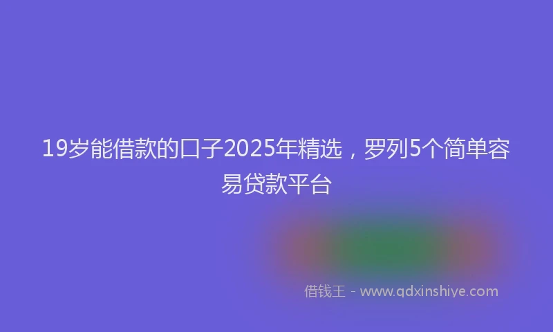 19岁能借款的口子2025年精选，罗列5个简单容易贷款平台