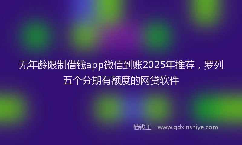 无年龄限制借钱app微信到账2025年推荐，罗列五个分期有额度的网贷软件