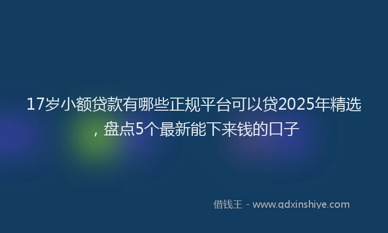17岁小额贷款有哪些正规平台可以贷2025年精选，盘点5个最新能下来钱的口子