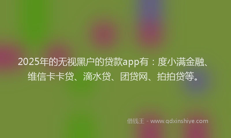 2025年的无视黑户的贷款app有：度小满金融、维信卡卡贷、滴水贷、团贷网、拍拍贷等。