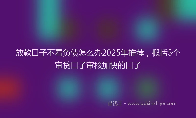 放款口子不看负债怎么办2025年推荐，概括5个审贷口子审核加快的口子