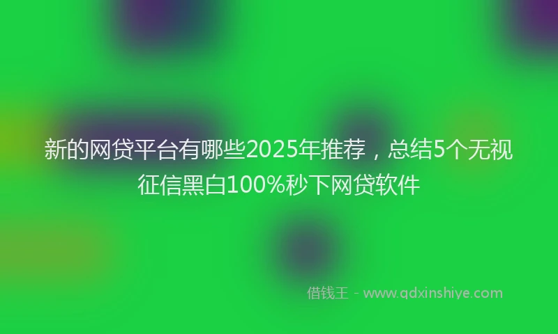 新的网贷平台有哪些2025年推荐，总结5个无视征信黑白100%秒下网贷软件