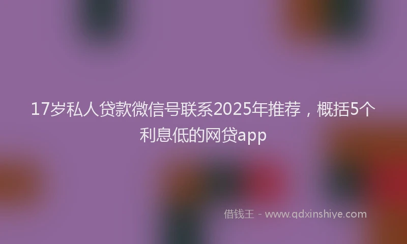17岁私人贷款微信号联系2025年推荐，概括5个利息低的网贷app