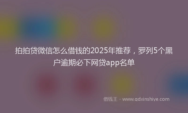 拍拍贷微信怎么借钱的2025年推荐，罗列5个黑户逾期必下网贷app名单