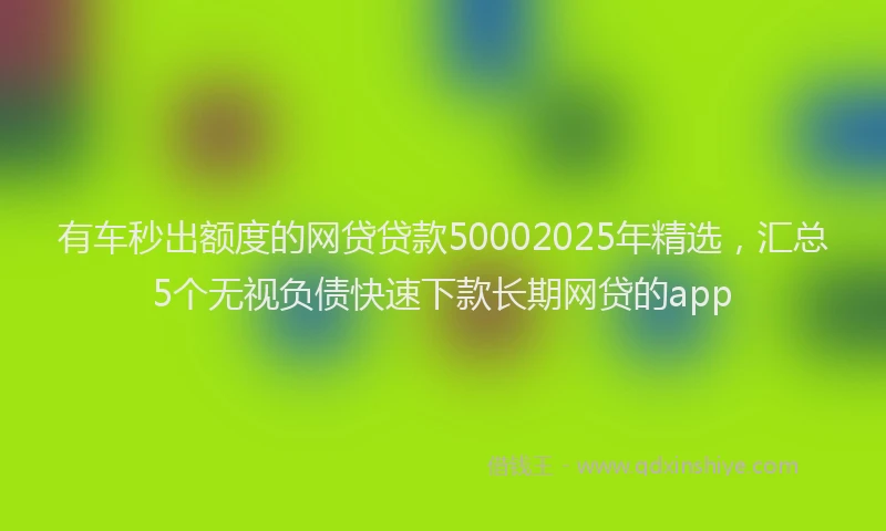 有车秒出额度的网贷贷款50002025年精选，汇总5个无视负债快速下款长期网贷的app
