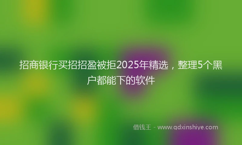 招商银行买招招盈被拒2025年精选，整理5个黑户都能下的软件