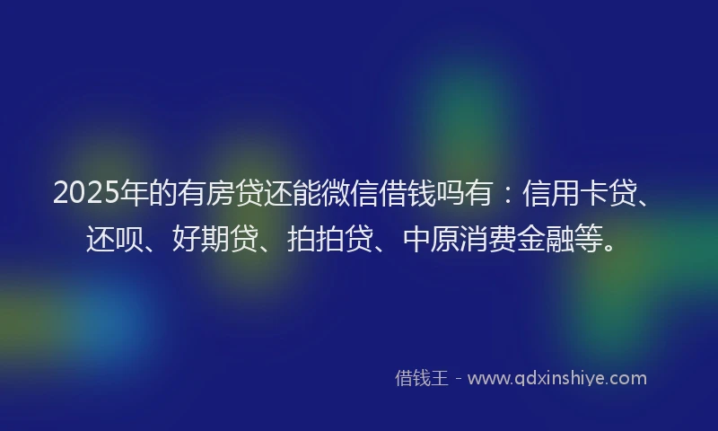 2025年的有房贷还能微信借钱吗有：信用卡贷、还呗、好期贷、拍拍贷、中原消费金融等。