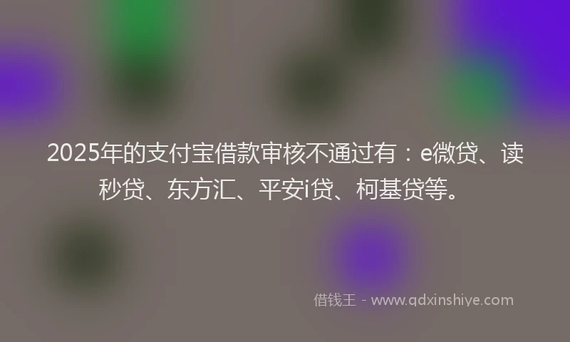 2025年的支付宝借款审核不通过有：e微贷、读秒贷、东方汇、平安i贷、柯基贷等。