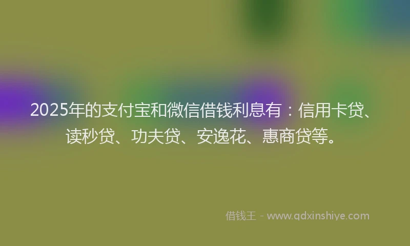 2025年的支付宝和微信借钱利息有：信用卡贷、读秒贷、功夫贷、安逸花、惠商贷等。