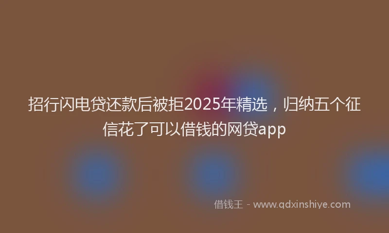 招行闪电贷还款后被拒2025年精选，归纳五个征信花了可以借钱的网贷app