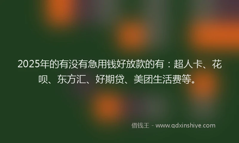 2025年的有没有急用钱好放款的有：超人卡、花呗、东方汇、好期贷、美团生活费等。